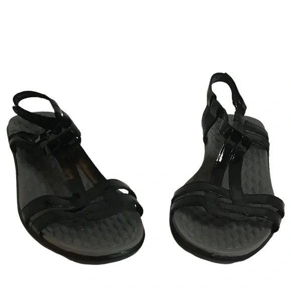 Clarks Collection black patent strappy sandals. 5